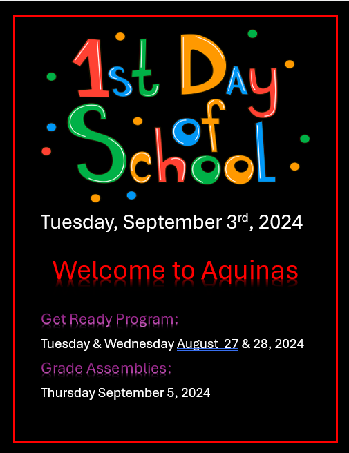 Sep 3 First Day of School graphic