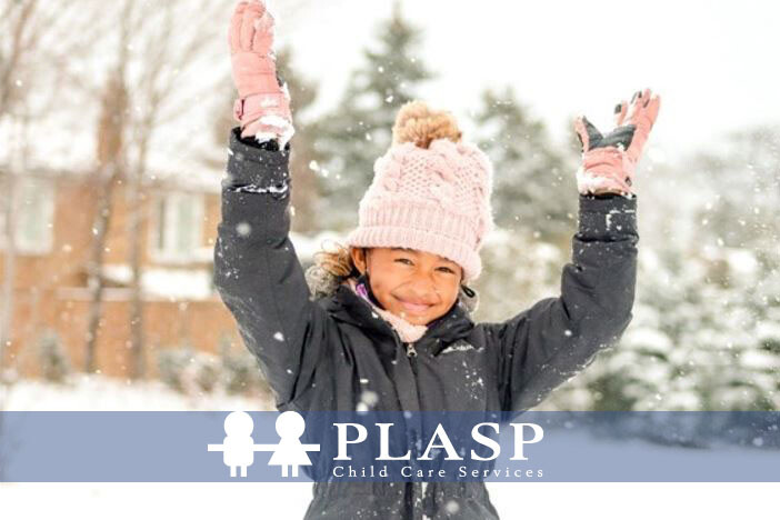 child in plasp program throwing snow
